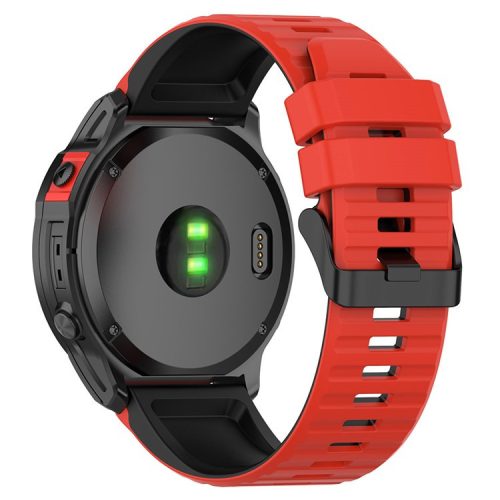 For Garmin Fenix 7X Pro Watch Bands Horizontal Stripes Silicone Dual-color Strap - Red / Black