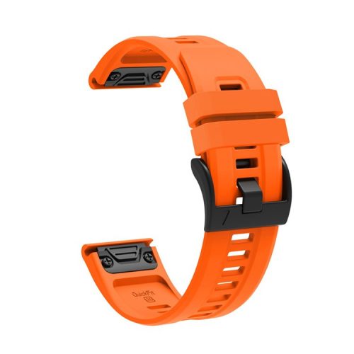 For Garmin Fenix 7X Silicone Watch Band 26mm Quick Release Metal Buckle Strap Replacement - Orange Red