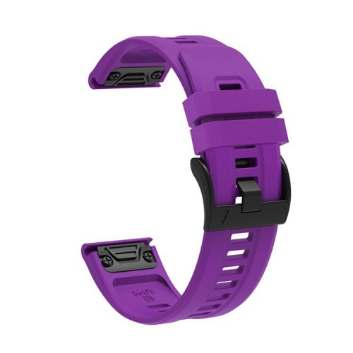 For Garmin Fenix 7X Silicone Watch Band 26mm Quick Release Metal Buckle Strap Replacement - Purple