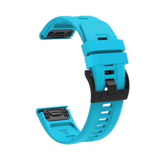 For Garmin Fenix 7X Silicone Watch Band 26mm Quick Release Metal Buckle Strap Replacement - Sky Blue