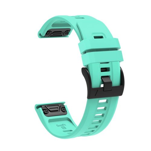 For Garmin Fenix 7X Silicone Watch Band 26mm Quick Release Metal Buckle Strap Replacement - Teal