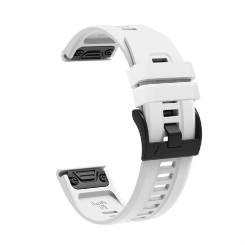 For Garmin Fenix 7X Silicone Watch Band 26mm Quick Release Metal Buckle Strap Replacement - White