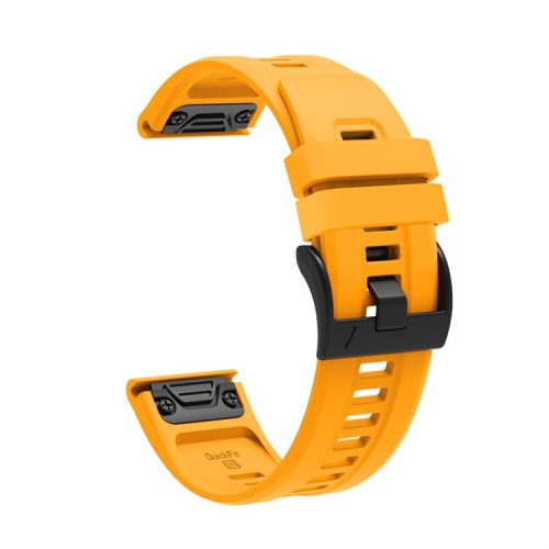 For Garmin Fenix 7X Silicone Watch Band 26mm Quick Release Metal Buckle Strap Replacement - Yellow