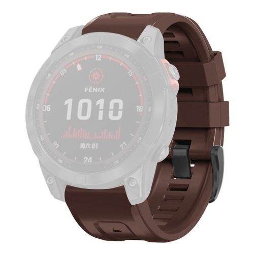 For Garmin Fenix 7X Wear-resistant Silicone Watch Band Replacement Adjustable Wrist Strap with Buckle - Dark Brown