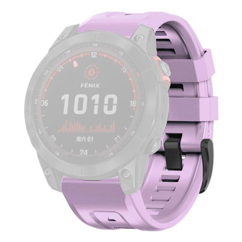 For Garmin Fenix 7X Wear-resistant Silicone Watch Band Replacement Adjustable Wrist Strap with Buckle - Light Purple