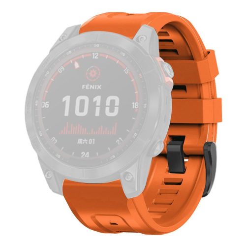 For Garmin Fenix 7X Wear-resistant Silicone Watch Band Replacement Adjustable Wrist Strap with Buckle - Orange