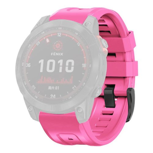 For Garmin Fenix 7X Wear-resistant Silicone Watch Band Replacement Adjustable Wrist Strap with Buckle - Pink