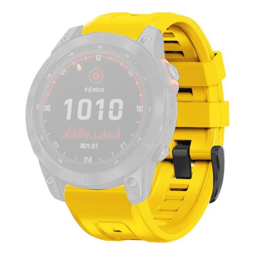 For Garmin Fenix 7X Wear-resistant Silicone Watch Band Replacement Adjustable Wrist Strap with Buckle - Yellow