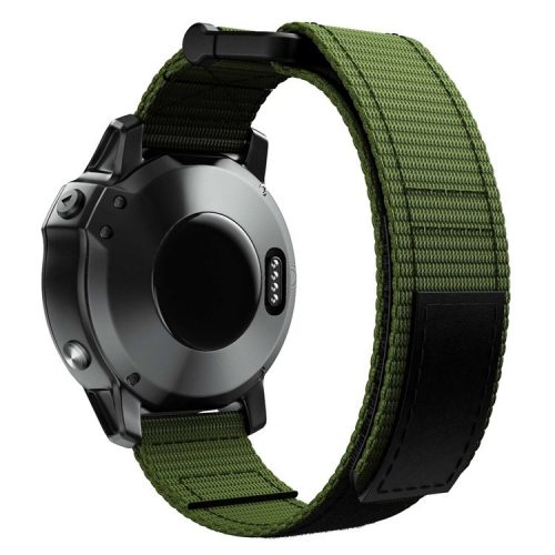 For Garmin Fenix 7X/6X Pro/Tactix 7 26mm Nylon Loop Sport Watch Band Adjustable Wrist Strap Replacement - Army Green