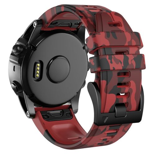 For Garmin Fenix Enduro / Tactix Delta / Tactix 7 Pro Printed Pattern Watch Band Soft Silicone 26mm Quick Release Wristband Strap - Camouflage Red