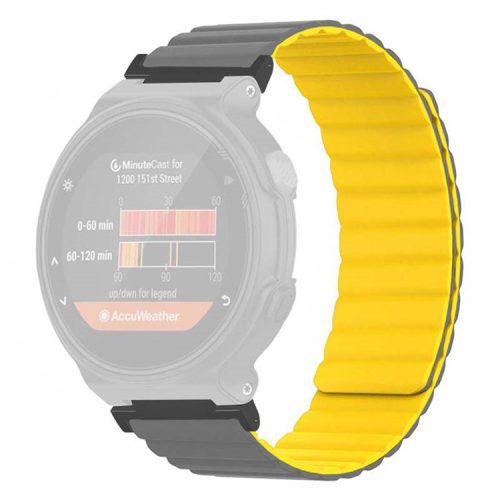 For Garmin Forerunner 220 / 230 / 235 / 735XT / 620 / 63 Silicone Strap Magnetic Smartwatch Bands - Grey+Yellow