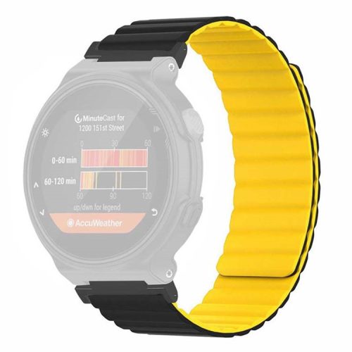 For Garmin Forerunner 220 / 230 / 235 / 735XT / 620 / 630 Silicone Strap Magnetic Smartwatch Bands - Black+Yellow