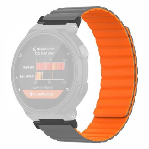 For Garmin Forerunner 220 / 230 / 235 / 735XT / 620 / 630 Silicone Strap Magnetic Smartwatch Bands - Gray+Orange