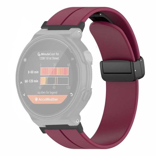 For Garmin Forerunner 220 / 230 / 235 / 735XT / 620 / 630 Watch Strap Magnetic Buckle Silicone Strap - Wine Red