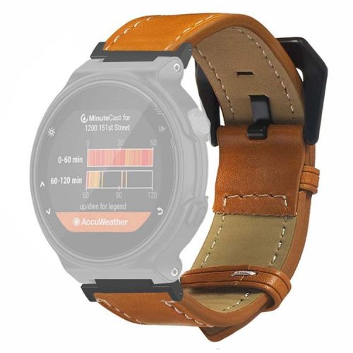 For Garmin Forerunner 220 / 230 / 235 / 735XT / 620 / 630 Watch Strap PU Leather Retro Texture Wristband Strap - Brown