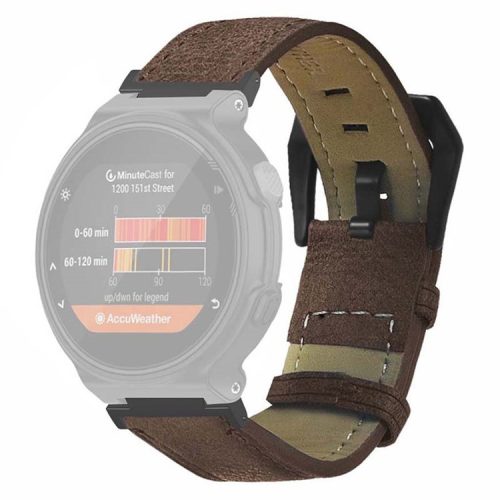 For Garmin Forerunner 220 / 230 / 235 / 735XT / 620 / 630 Watch Strap PU Leather Retro Texture Wristband Strap - Coffee