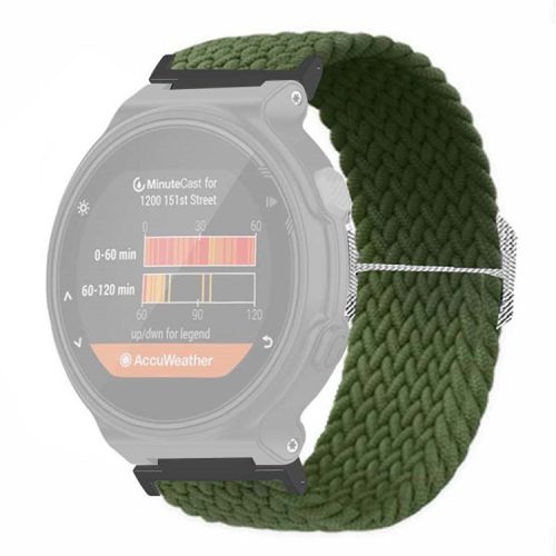 For Garmin Forerunner 220 / 230 / 235 / 735XT / 620 / 630 Watch Strap Stretchy Braided Nylon Band - Army Green