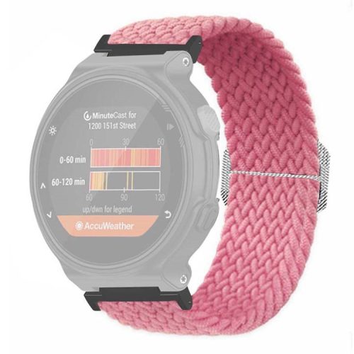 For Garmin Forerunner 220 / 230 / 235 / 735XT / 620 / 630 Watch Strap Stretchy Braided Nylon Band - Pink