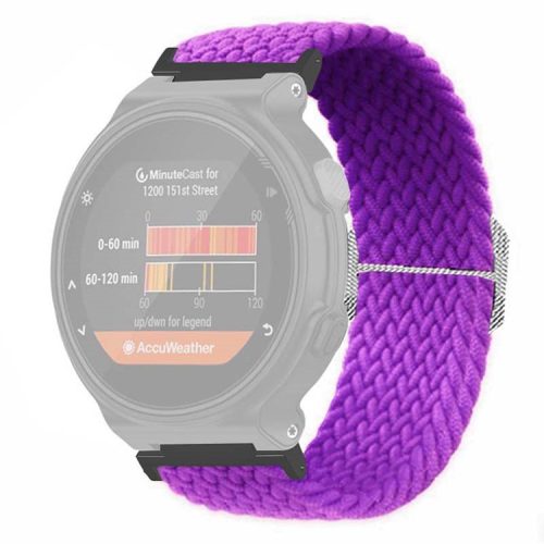 For Garmin Forerunner 220 / 230 / 235 / 735XT / 620 / 630 Watch Strap Stretchy Braided Nylon Band - Purple