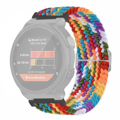 For Garmin Forerunner 220 / 230 / 235 / 735XT / 620 / 630 Watch Strap Stretchy Braided Nylon Band - Rainbow