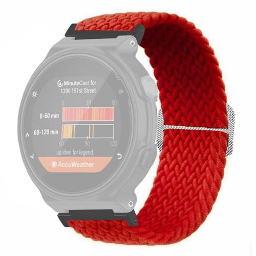 For Garmin Forerunner 220 / 230 / 235 / 735XT / 620 / 630 Watch Strap Stretchy Braided Nylon Band - Red