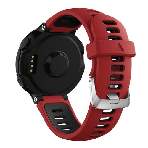 For Garmin Forerunner 235 / 230 / 620 / 630 / 220 / 735 / 735XT Silicone Watch Band Quick Release Watch Strap Replacement Part Universal 22mm Watchband with Silver Buckle - Dark Red / Black