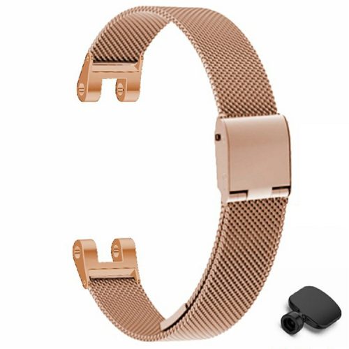 For Garmin Lily Metal Watch Strap Milanese Mesh Wrist Band Replacement with Tool - Rose Gold