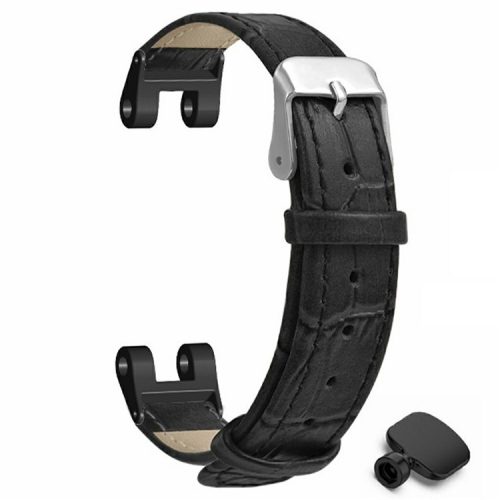 For Garmin Lily Watch Band Bamboo Texture PU Leather Adjustable Strap - Black