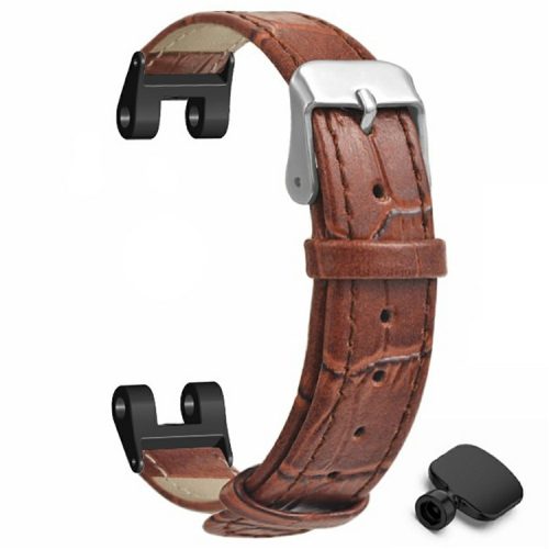 For Garmin Lily Watch Band Bamboo Texture PU Leather Adjustable Strap - Brown