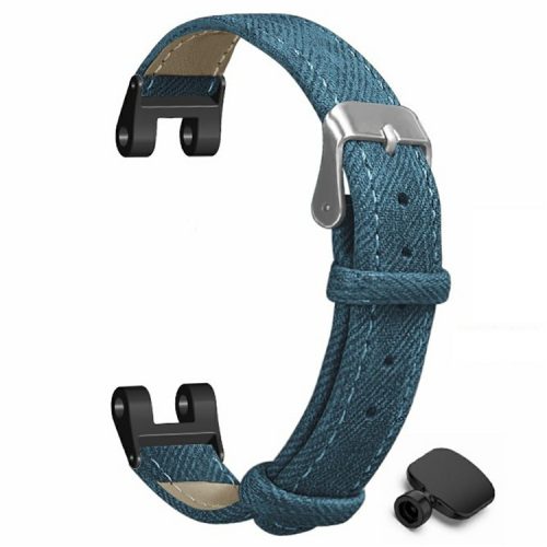 For Garmin Lily Watch Band Denim Texture PU Leather Adjustable Strap - Blue