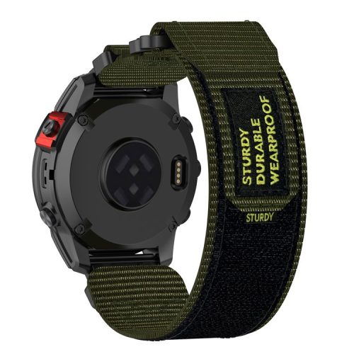 For Garmin Quickfit 20mm  /  Fenix 7S  /  7S Pro Nylon Wrist Band Magic Tape Watch Strap - Army Green