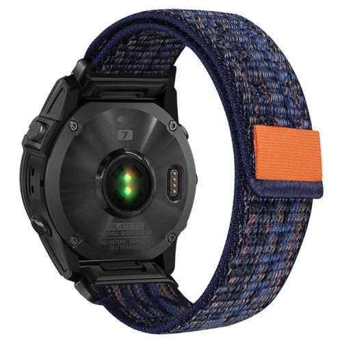 For Garmin Tactix 7 Pro / Fenix 7X / 6X Pro / 5X Plus Universal Watch Strap Nylon Wrist Band 26mm - Blue+Orange