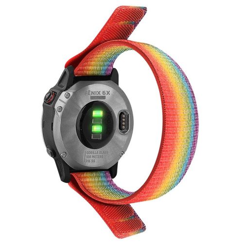 For Garmin Tactix 7 Pro / Fenix 7X / 6X Pro Replacement Nylon Watch Band 26mm Adjustable Magic Tape Wrist Strap - Rainbow