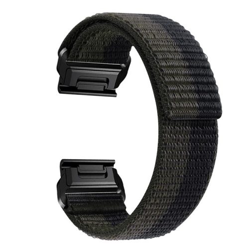 For Garmin Tactix 7 Pro / Fenix 7X / Fenix 6X Pro 26mm Nylon Watch Band Adjustable Wrist Strap Replacement - Black+Grey