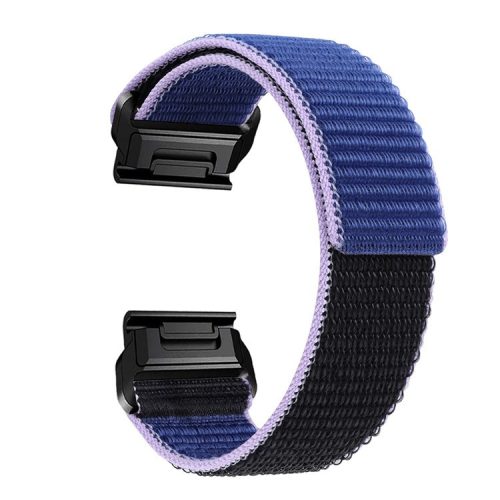 For Garmin Tactix 7 Pro / Fenix 7X / Fenix 6X Pro 26mm Nylon Watch Band Adjustable Wrist Strap Replacement - Blue+Black