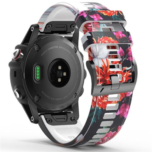 For Garmin Tactix 7 Pro / Fenix 7X / Fenix 6X Pro Silicone Watch Band 26mm Printed Pattern Quick Release Strap - Style I