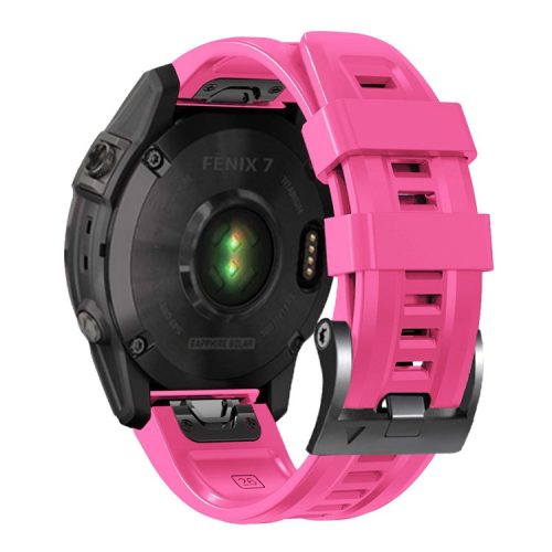 For Garmin Tactix 7 Pro / Fenix 7X / Fenix 6X Pro Silicone Watch Strap 26mm Wrist Band with Black Buckle - Pink