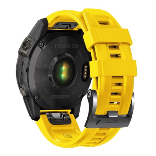 For Garmin Tactix 7 Pro / Fenix 7X / Fenix 6X Pro Silicone Watch Strap 26mm Wrist Band with Black Buckle - Yellow