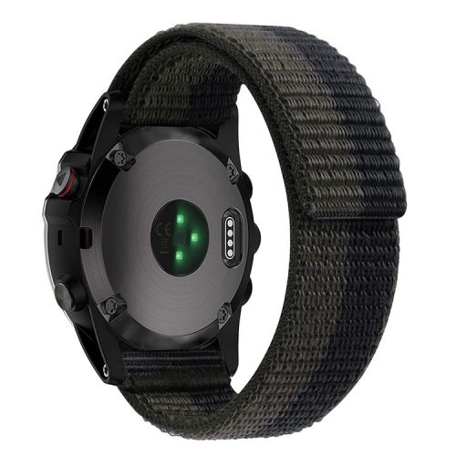 For Garmin Tactix 7 Pro / Fenix 7X / Fenix 6X Pro Stitching Watch Strap 26mm Adjustable Loop Nylon Wrist Band - Black+Grey