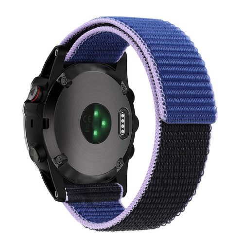 For Garmin Tactix 7 Pro / Fenix 7X / Fenix 6X Pro Stitching Watch Strap 26mm Adjustable Loop Nylon Wrist Band - Blue+Black