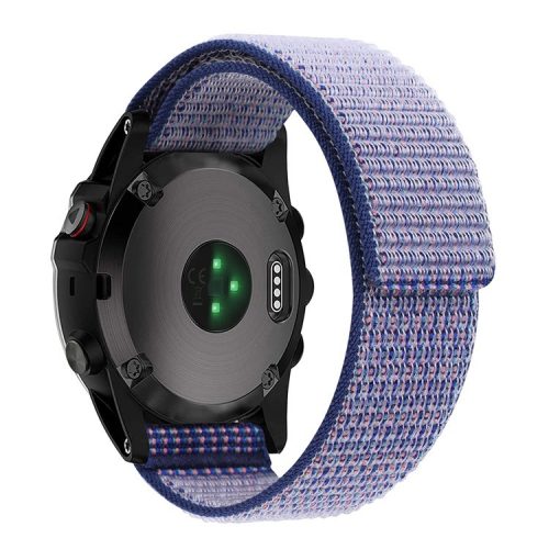 For Garmin Tactix 7 Pro / Fenix 7X / Fenix 6X Pro Stitching Watch Strap 26mm Adjustable Loop Nylon Wrist Band - Light Purple