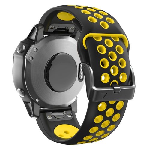 For Garmin Tactix Delta / Enduro / Fenix 7X Silicone Watch Band Dual Color Quick Release Wrist Strap - Black / Yellow