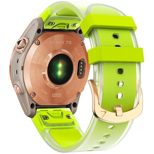 KALEBOL For Garmin Fenix 7S  /  7S Pro  /  6S  /  6S Pro QuickFit 20mm Silicone Band Translucent Watch Strap - Lime