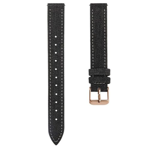 KALEBOL For Garmin Lily 2 Watch Band Linen Leather Adjustable Wrist Strap - Black