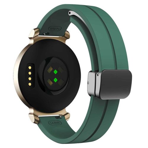 KALEBOL For Garmin Lily 2 Watch Strap Magnetic Buckle Silicone Wrist Band - Pine Green+Black Buckle