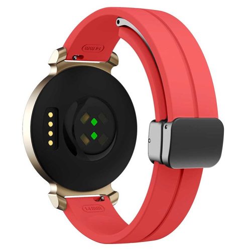 KALEBOL For Garmin Lily 2 Watch Strap Magnetic Buckle Silicone Wrist Band - Red+Black Buckle