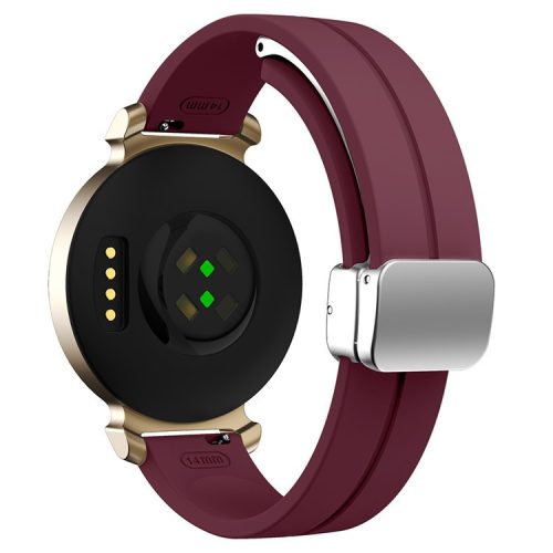 KALEBOL For Garmin Lily 2 Watch Strap Magnetic Buckle Silicone Wrist Band - Wine Red+Silver Buckle