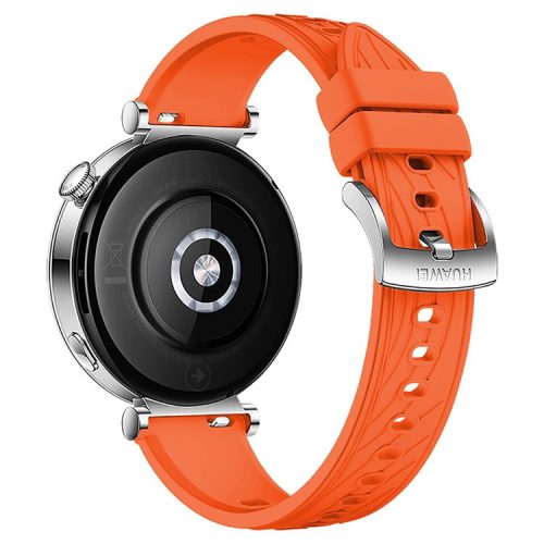 KALEBOL For Huawei Watch GT 4 41mm / Garmin Venu 3S / Asus Zenwatch 3 WI503Q Silicone Watch Band 18mm - Orange / Silver