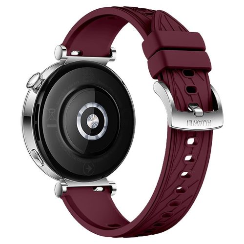 KALEBOL For Huawei Watch GT 4 41mm / Garmin Venu 3S / Asus Zenwatch 3 WI503Q Silicone Watch Band 18mm - Wine Red / Silver