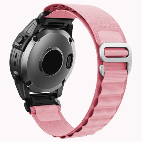 KALEBOL KLB-GSNL-001 for Garmin Fenix 7X / 7X Pro Watch Band Loop Nylon 26mm Sport Strap - Pink